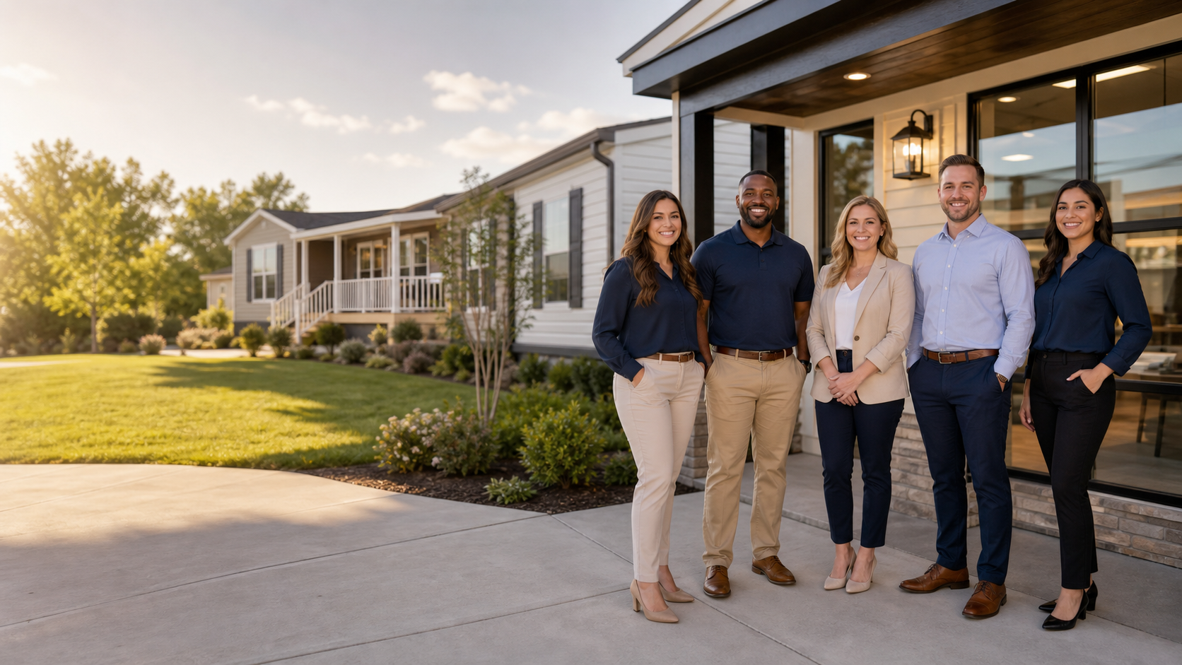 Magnolia Estates team outside a model home